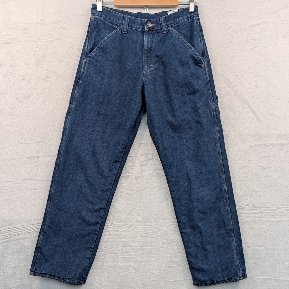 Wrangler Jeans Mens 30x30 Blue Fleece Lined Dark Wash Carpenter Workwear Utility